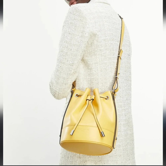 The Kooples Small Tina Leather Yellow Bucket Crossbody Handbag - Picture 4 of 14